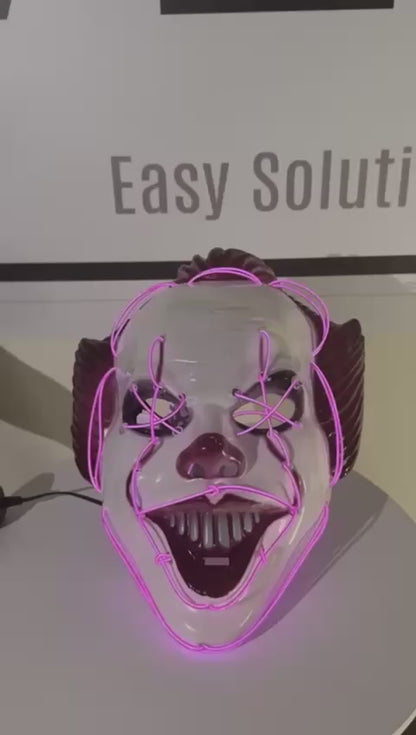 Máscara de Payaso IT con Luz LED Neón  para Halloween 🎃 🤡