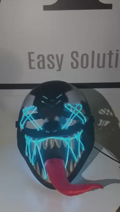 Máscara Neón Venom con Luz LED 🎃✨