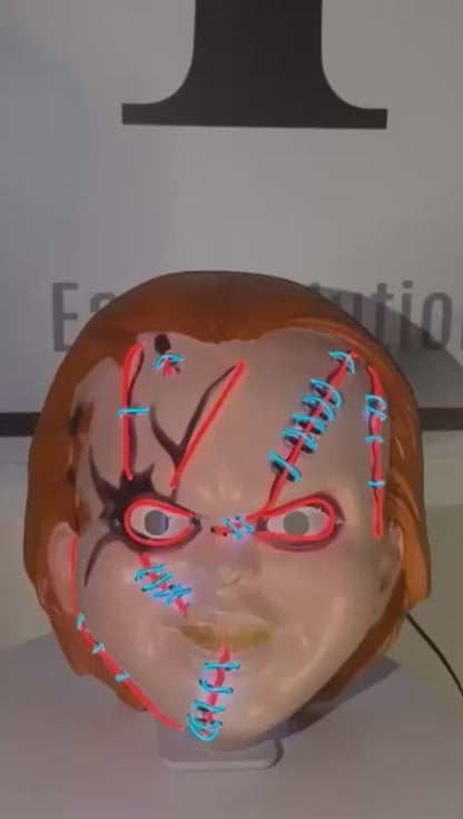 Máscara Diabólica de Chucky con Luz LED para Halloween 🎃👻💡